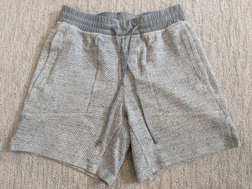 Lululemon At Ease Shorts Mens 7” Textured Heathered Melody Grey Stretch Medium